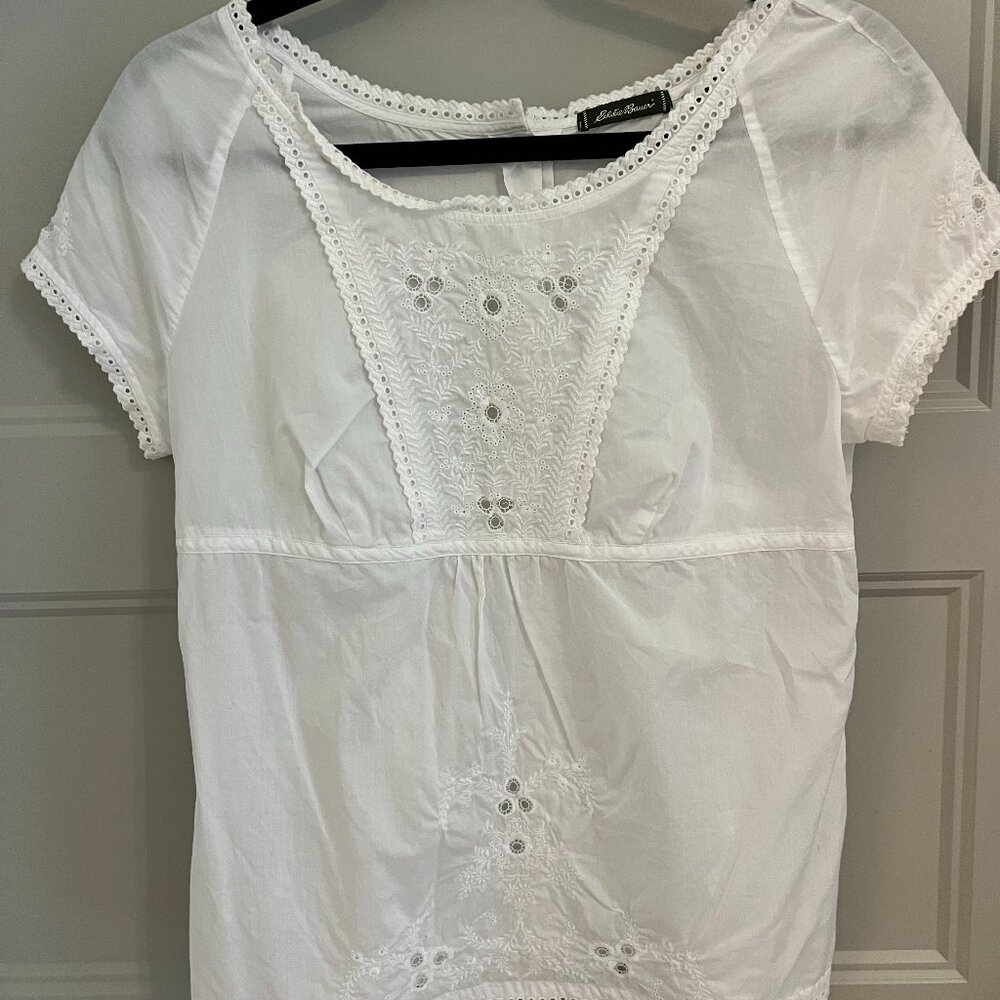 Eddie Bauer White Eyelet Top size small